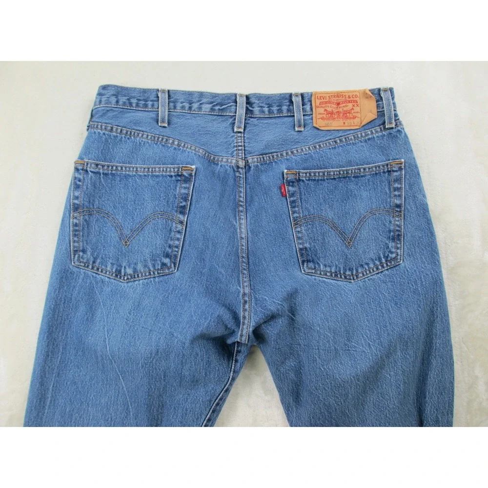 Levi's 501 Pants Mens 38 Blue Denim‎ Jeans Buttonfly Straight Pockets 38X30